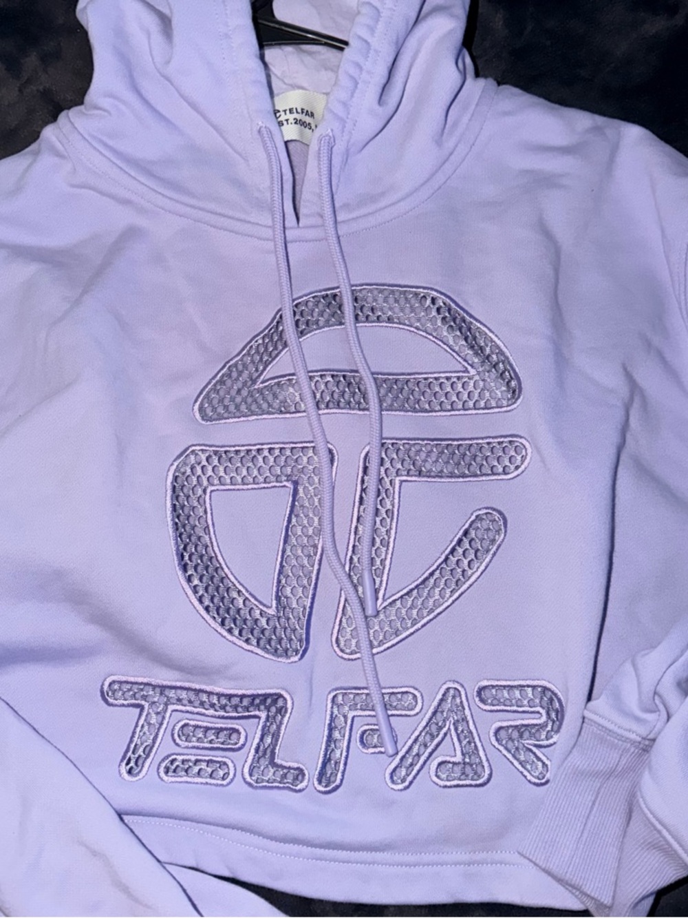 Telfar Lavender Logo Cropped Hoodie